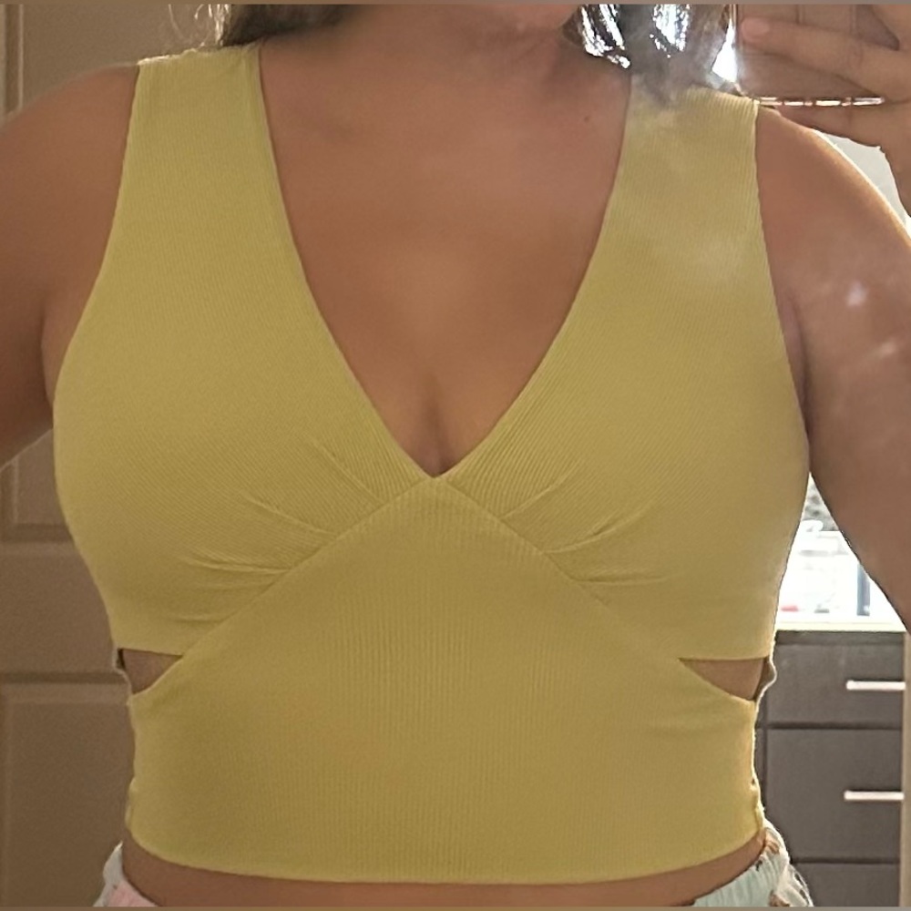 Green tank top with cut out sides